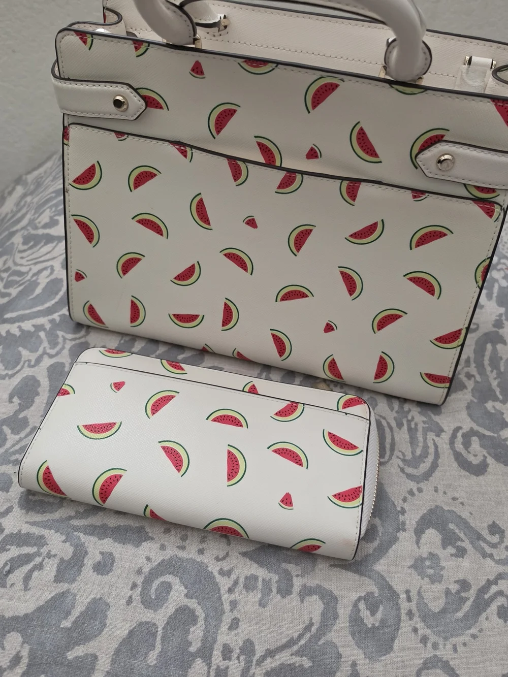Kate Spade Staci White Watermelon Print Tote with Matching Wallet